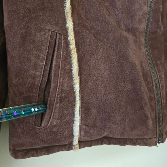 DONA MICHI Womens Genuine Leather Jacket Size XXL Brown Western Y2k Bohemian - Picture 8 of 9